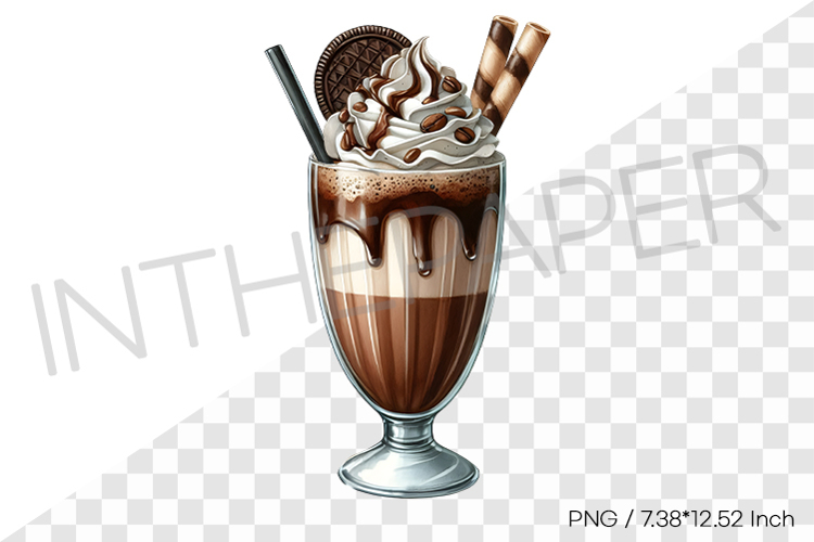 Chocolate syrup monster milkshake PNG dessert drink clipart example image 1