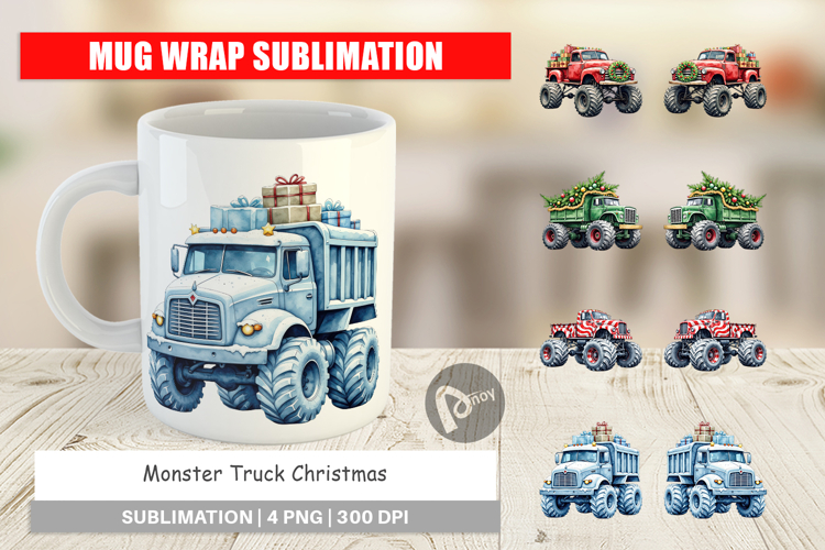 Mug Wrap Christmas Monster Truck