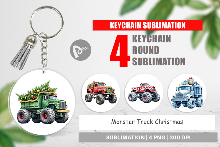 Keychain Christmas Monster Truck