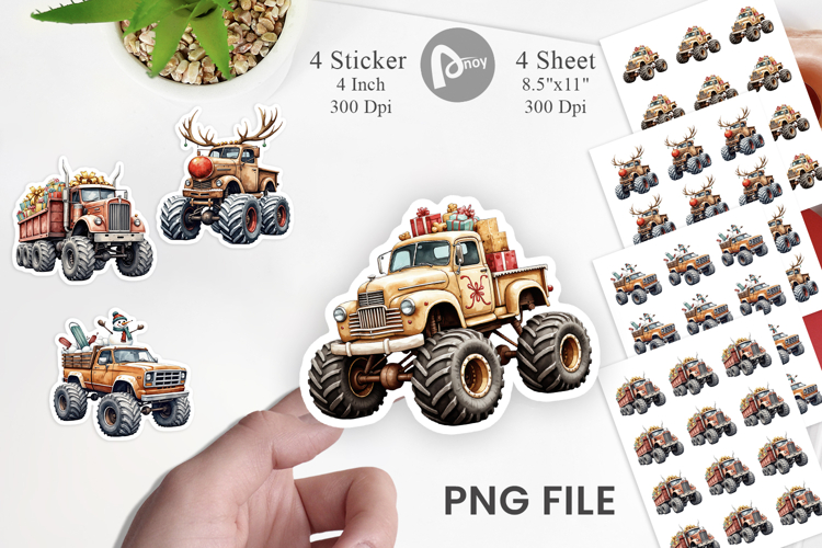 Christmas Monster Truck Sticker