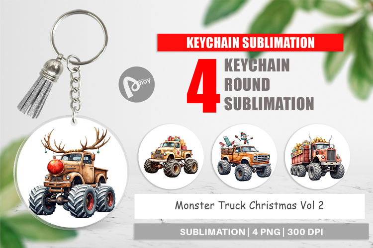 Keychain Christmas Monster Truck