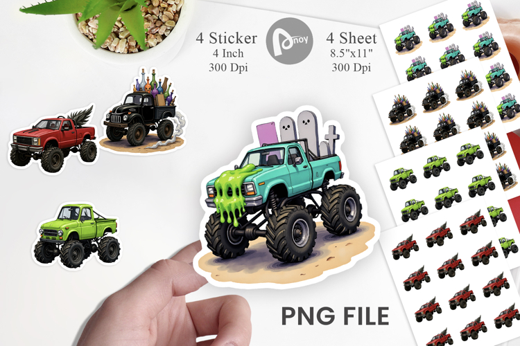 Haunted Monster Truck Sticker