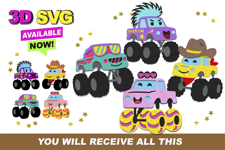 Monster truck 3D SVG