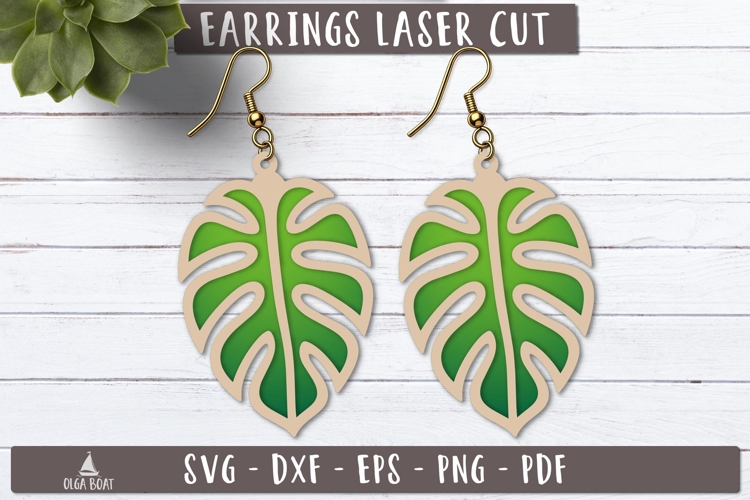 Monstera Leaf Earrings SVG Boho Laser Cut design