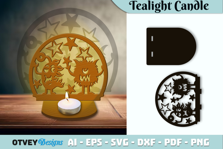 Monsters Kids Tealight Candle Holder Lasercut