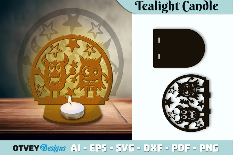 Monsters Kids Tealight Candle Holder Lasercut