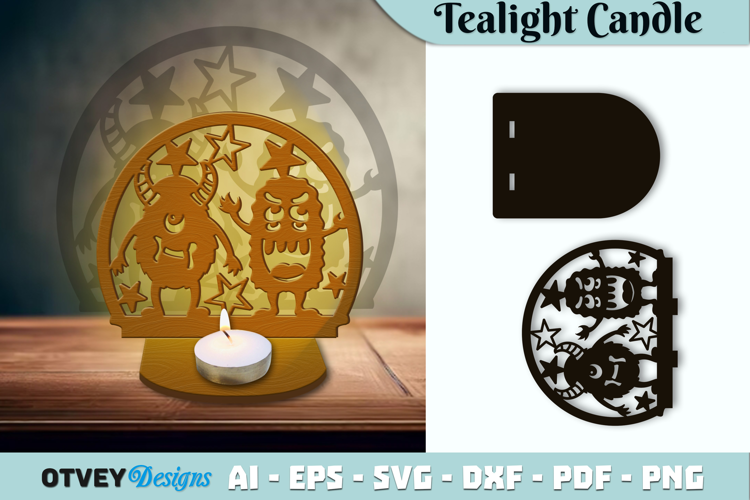 Monsters Kids Tealight Candle Holder Lasercut