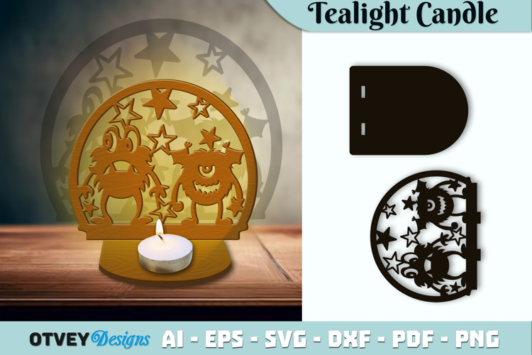 Monsters Kids Tealight Candle Holder Lasercut