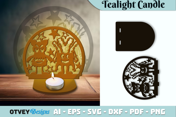 Monsters Kids Tealight Candle Holder Lasercut