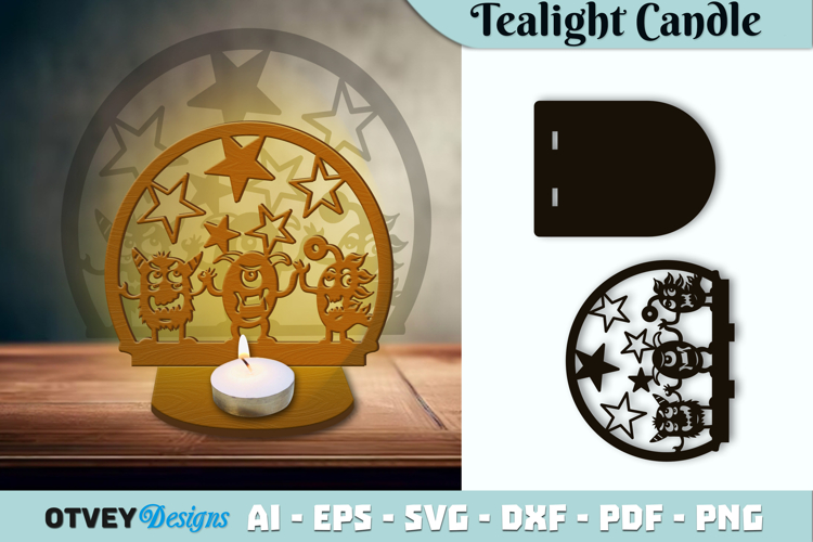 Monsters Kids Tealight Candle Holder Lasercut