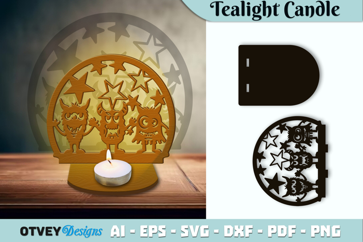 Monsters Kids Tealight Candle Holder Lasercut
