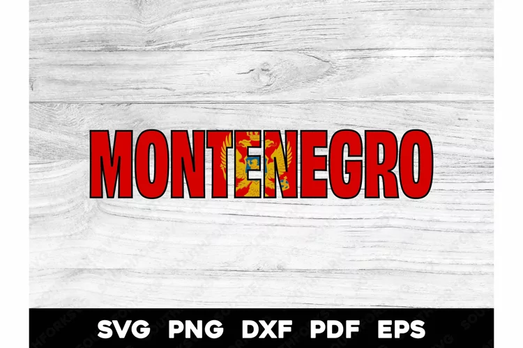 Montenegro Country Name Flag Design SVG PNG DXF EPS PDF