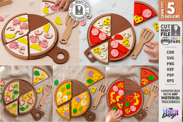 Montessori Pizza Laser Cut Bundle|Toy Pizza Kit with Spatula