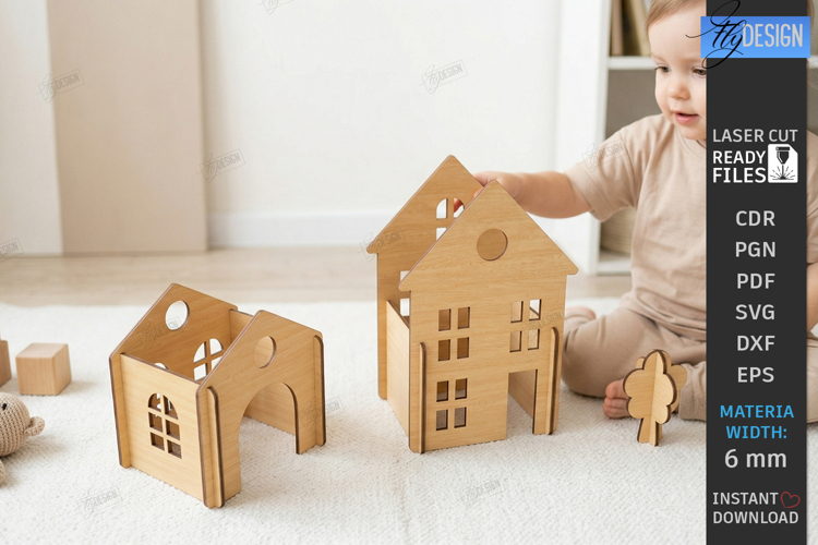 Montessori Toy Town Laser Cut | City Play Kit | Kids Laser