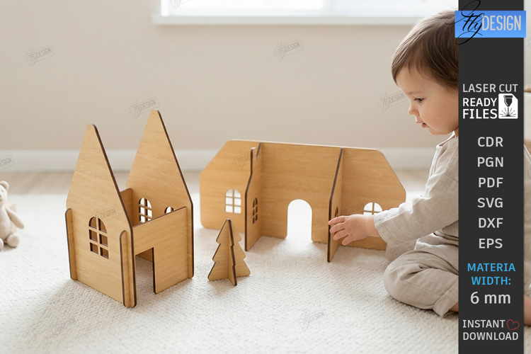 Montessori Toy Town Laser Cut | City Play Kit | Kids Laser