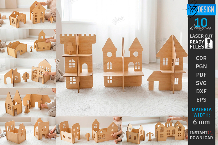 Montessori Toy Town Laser Cut Bundle | City Play Set | Kids