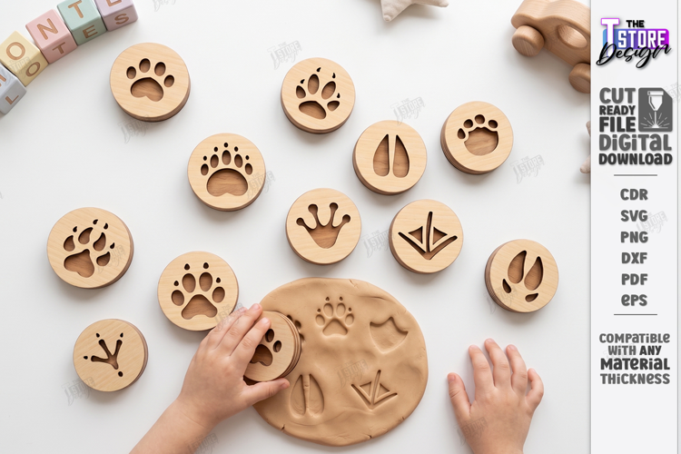 Montessori Wooden Stamps Laser Cut | Kids Sensory Play Laser