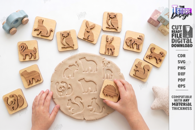 Montessori Wooden Stamps Laser Cut | Kids Sensory Play Laser