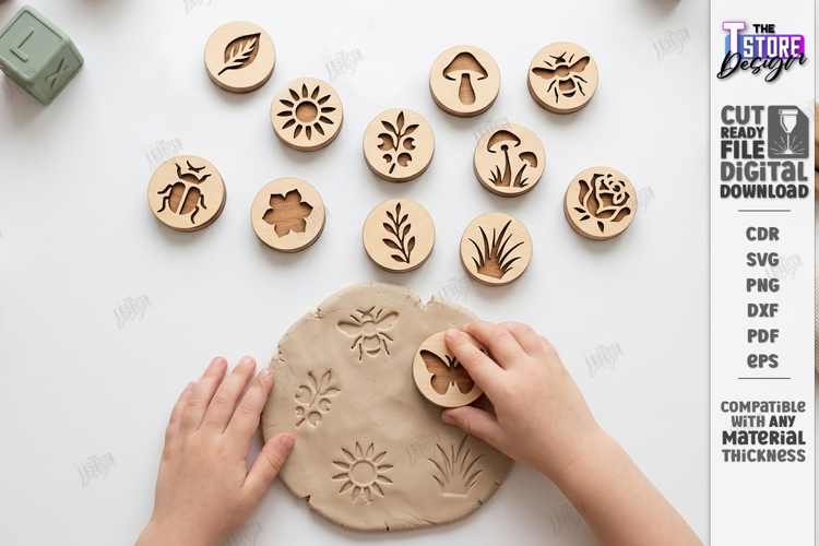 Montessori Wooden Stamps Laser Cut | Kids Sensory Play Laser