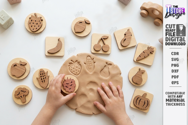 Montessori Wooden Stamps Laser Cut | Kids Sensory Play Laser