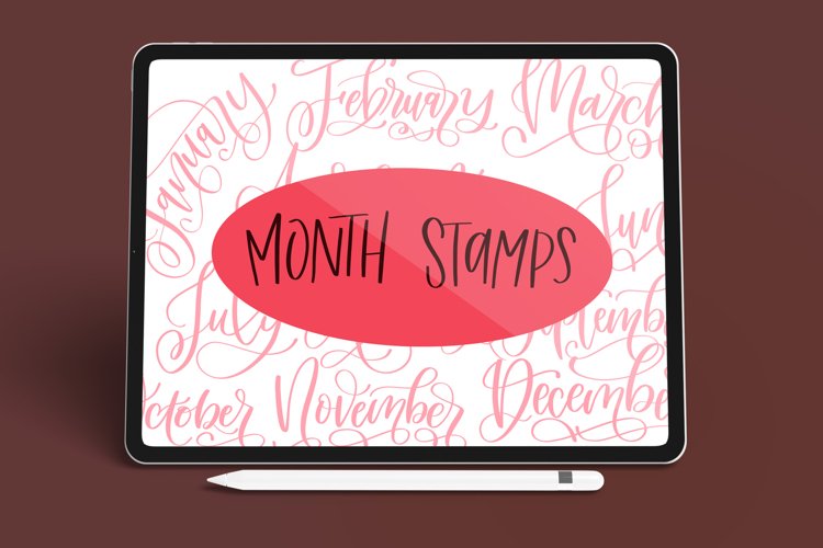 Month Stamp Kit of 12 Procreate Stamp Brushes