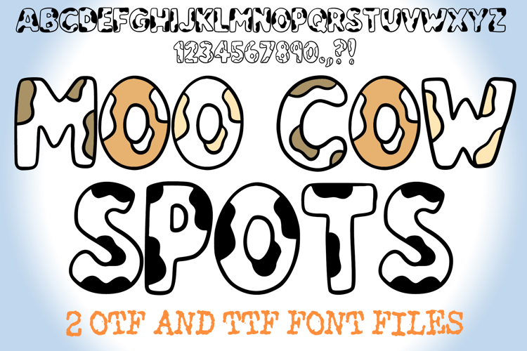 Moo Cow Spots Lettering ABC Font Animal Print Type OTF