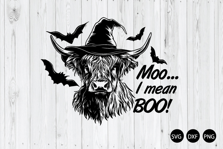 Moo I mean Boo SVG, Cow Halloween SVG, Highland Cow SVG