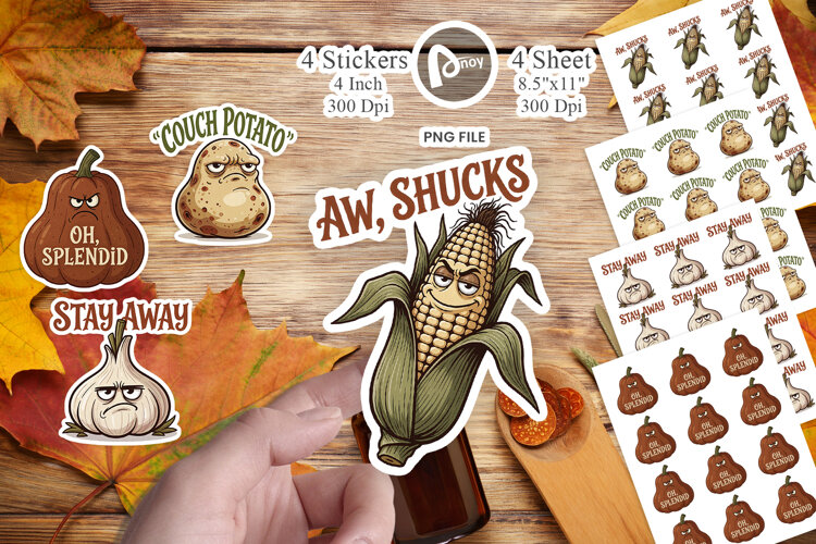 Autumn Harvest Vegetables Sticker example image 1