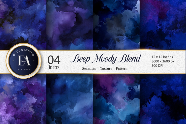 Purple Blue Moody Watercolor Texture Digital Paper