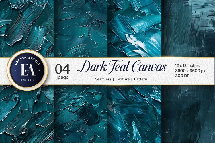 Moody Dark Teal Oil Paint Digital Paper