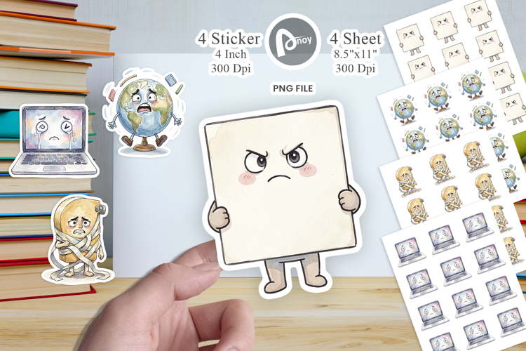Moody Desk Mascot Teacher Sticker