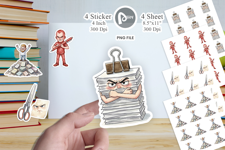 Moody Desk Mascot Teacher Sticker