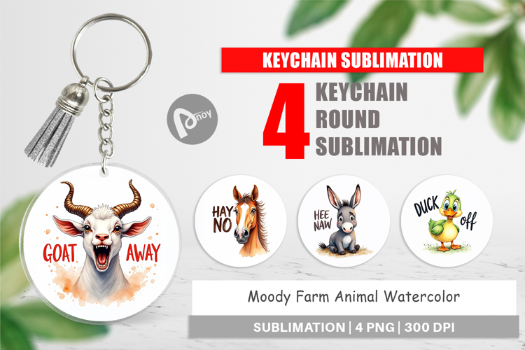 Moody Farm Animal Quotes Keychain