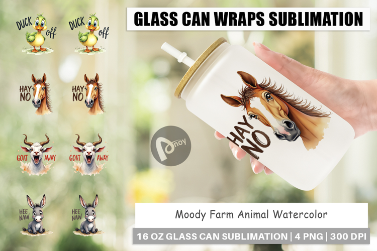 Moody Farm Animal Quotes Glass Can