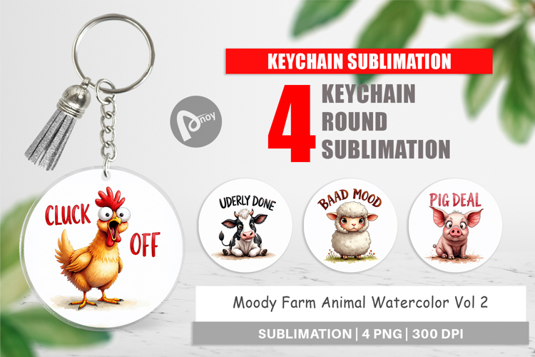 Moody Farm Animal Quotes Keychain