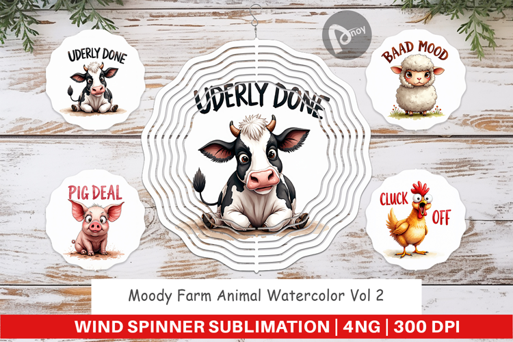 Moody Farm Animal Quotes Wind Spinner