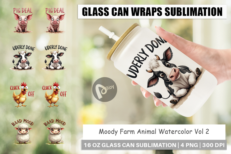 Moody Farm Animal Quotes Glass Can