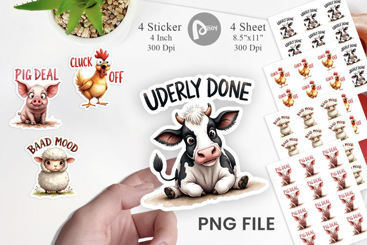 Moody Farm Animal Quotes Sticker