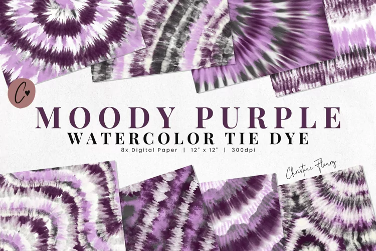 Moody Purple Watercolor Tie Dye Sublimation Digital Paper