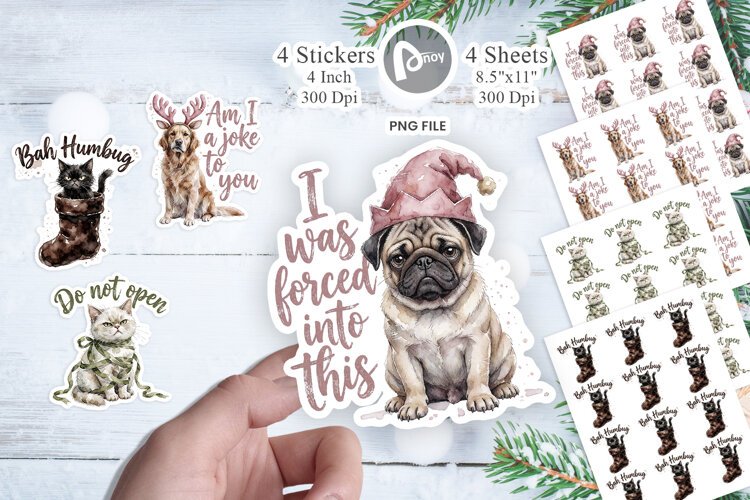 Sarcastic Christmas Pets Sticker example image 1