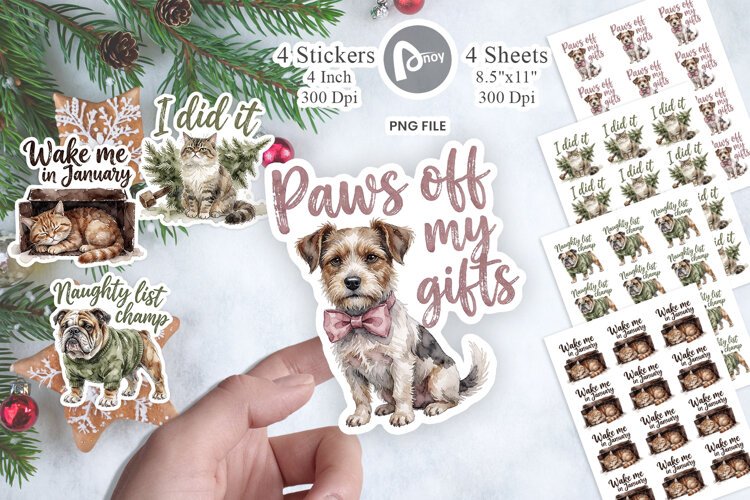 Sarcastic Christmas Pets Sticker example image 1