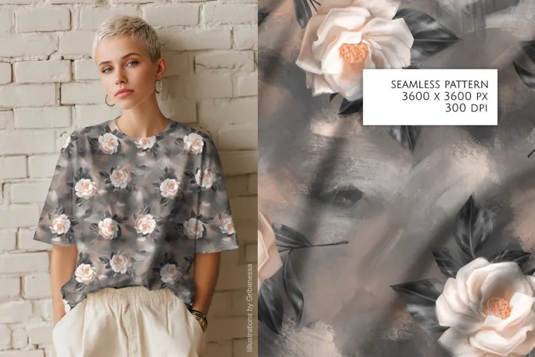 Moody Textured Rose Seamless Pattern
