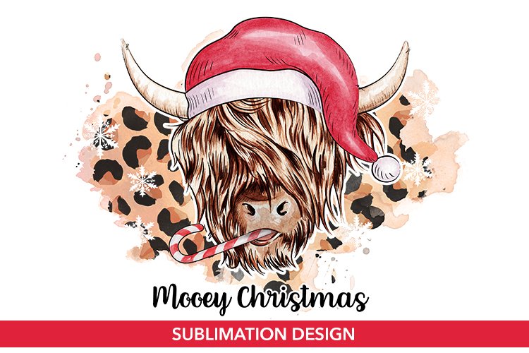 Mooey Christmas| Highland cow Christmas Sublimation Design
