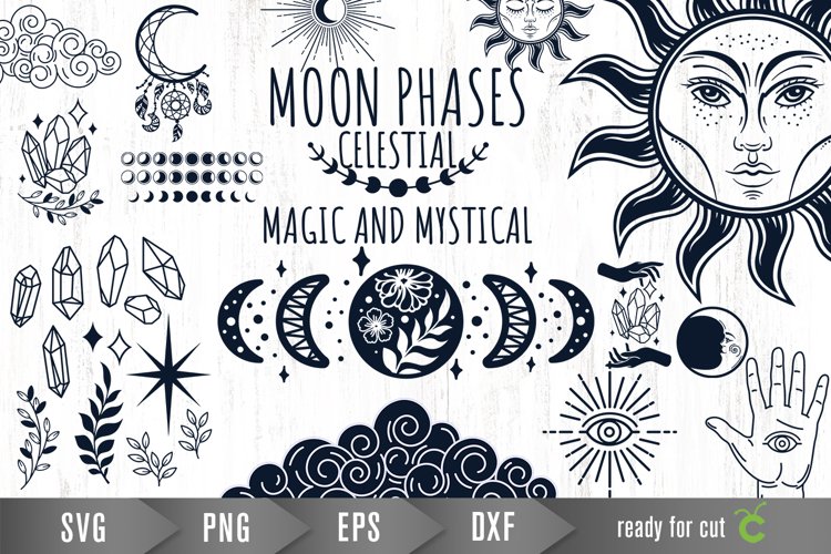 Moon phases svg, Celestial svg, Magic and Mystical svg