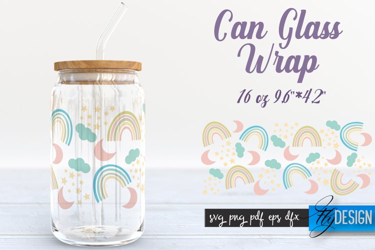 Can Glass Wrap Rainbow SVG | Rainbow SVG Design | Template