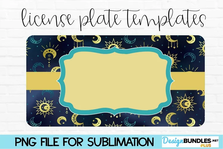 Car Tag Template PNG | Moon And Stars Sublimation Tag