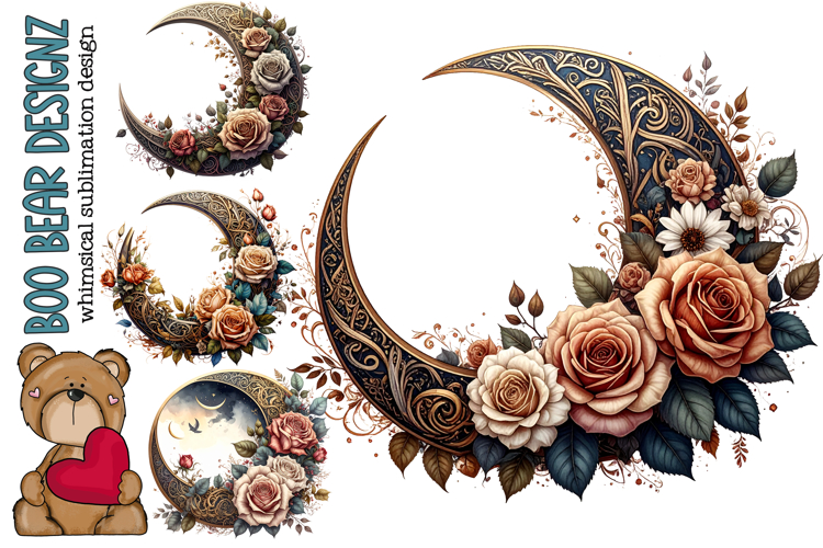 Floral Moon Clipart