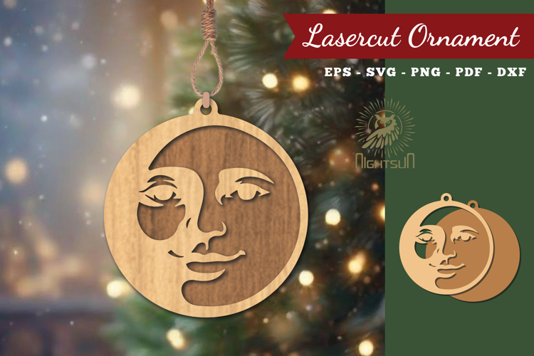 Moon Face Lasercut Ornament