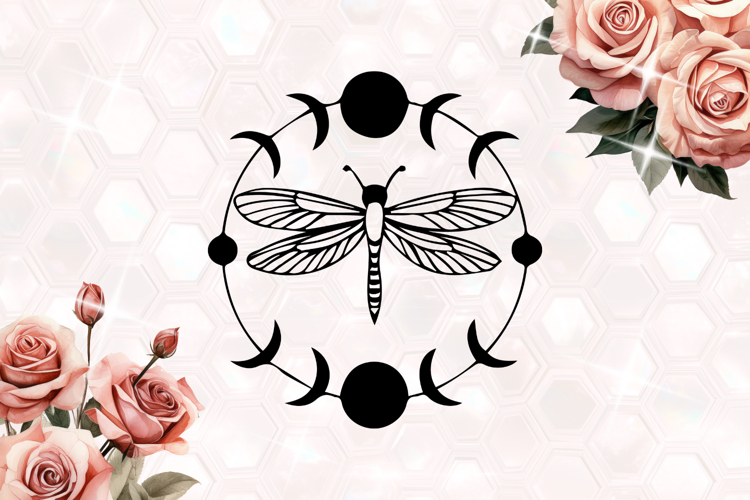 Moon Phases Dragonfly Celestial SVG