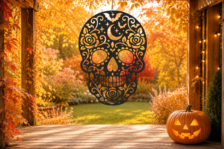 Moon Skull Halloween SVG Laser Cut Ornament